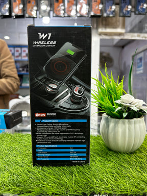 W1 Wireless Charger Car Kit – 10W Fast Charging & FM Transmitter